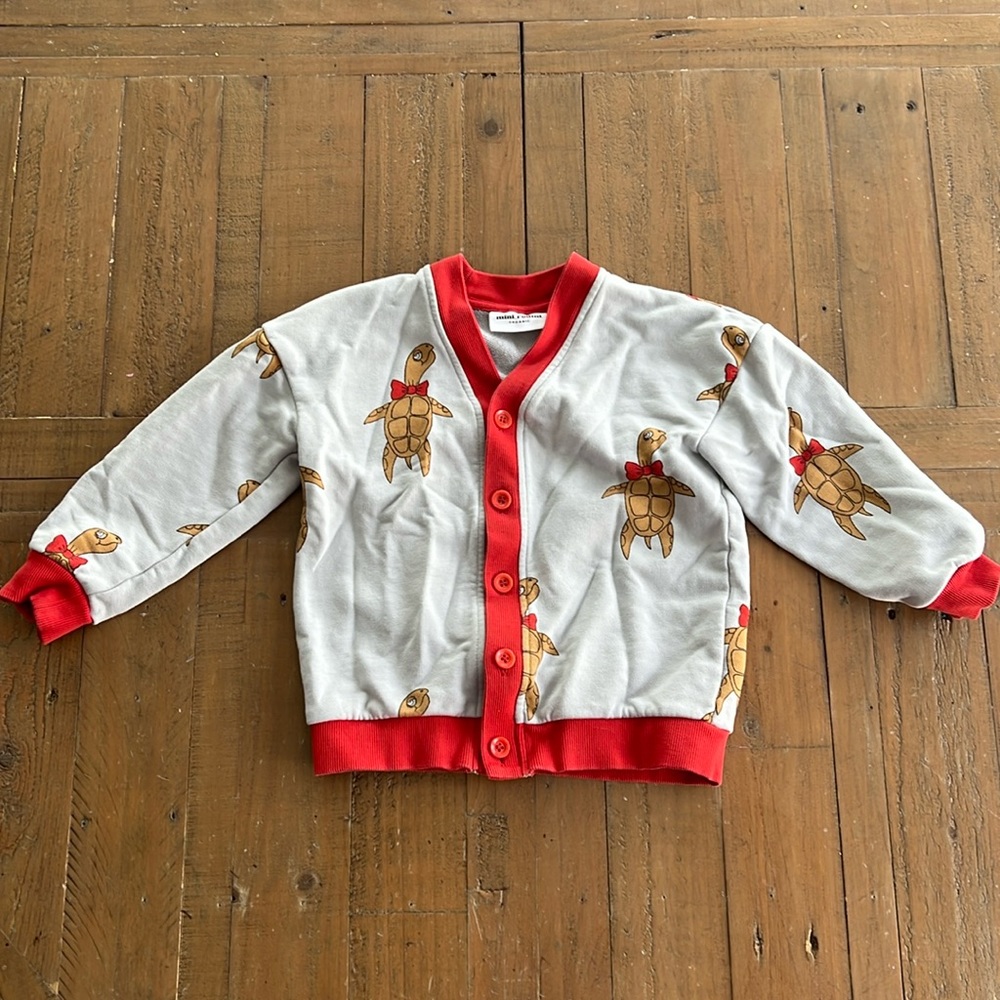Mini Rodini Gray and Red Turtle Sweatshirt